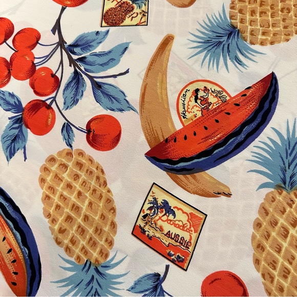 Vintage 90s Santa Barbara Street Maxi Skirt Fruit Print Cottagecore - Picture 6 of 7